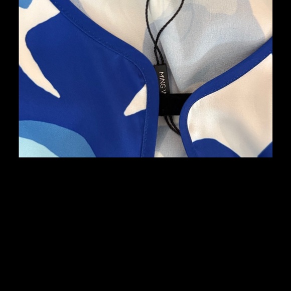Ming Wang Abstract Blue and White Blouse - Picture 6 of 6